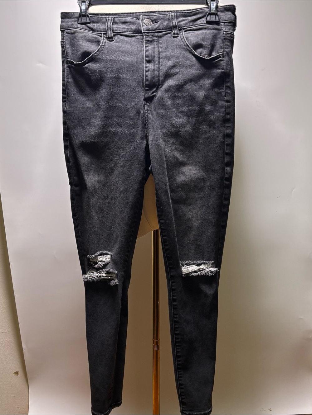 American Eagle Outfitters Faded Black Distressed Jegging Jeans Size 10 Regular